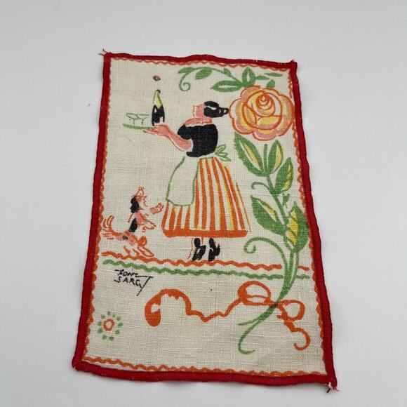 Tony Sarg Vintage 1930's Era Linen Cocktail Napkins Signed Set Of 10 - Picture 9 of 11